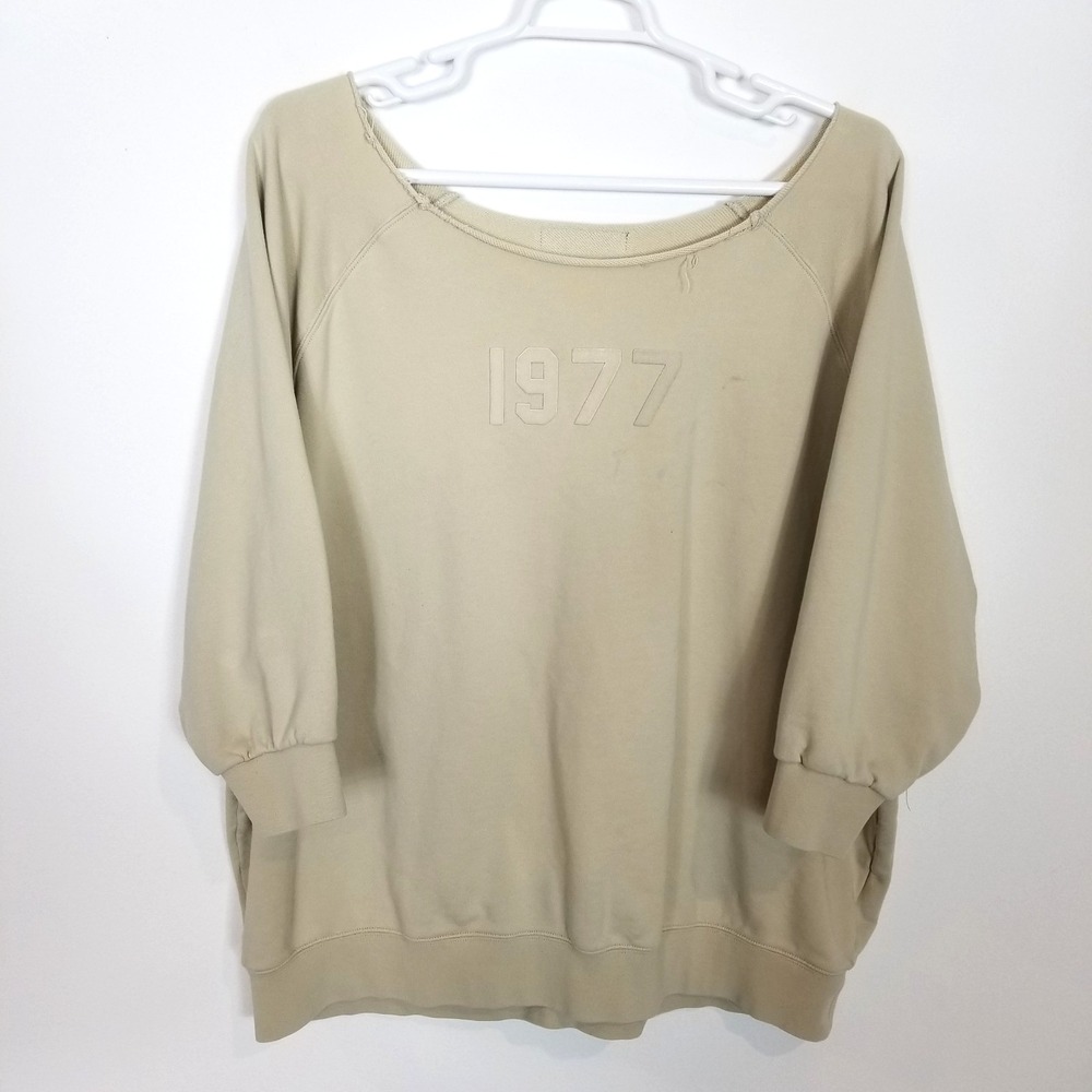 Fear of God Essentials 1977 Cut Out Neck 3/4 Sleeve Pullover Sweatshirt Sz 2XL